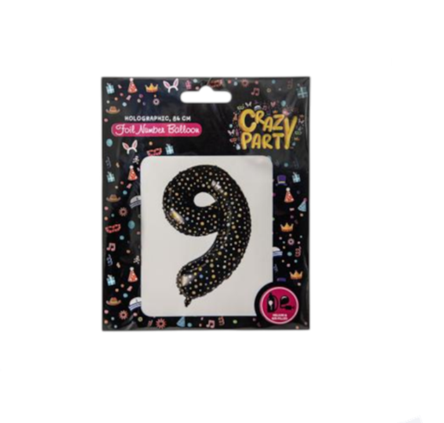Crazy Party - Holographic Foil Helium Balloon 86cm "9" x 2
