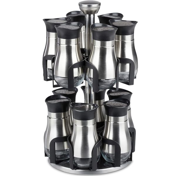Double layer Swivel Spice Rack Set with 12 Spice Jars