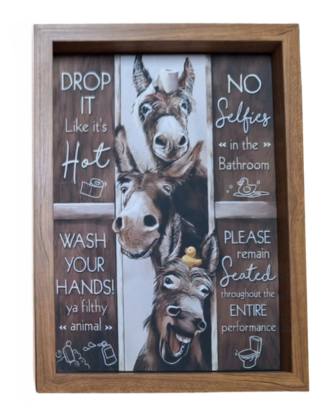 Bathroom Wall Art with Donkeys - Drop it Like its Hot
