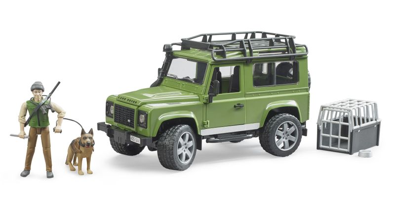 Bruder Land Rover Defender - 28cm Long with Forest Ranger and Dog figurine