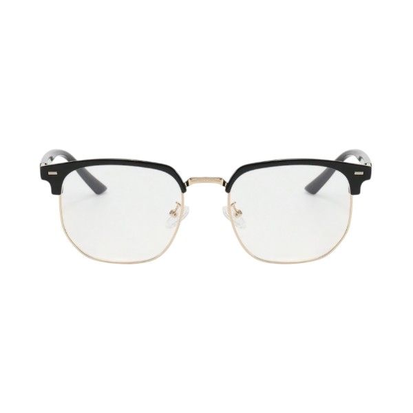 Vintage-Inspired Classic Semi-Rimless Glasses - Black &amp; Gold