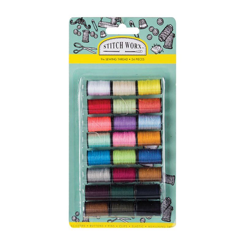 Stitch Worx - Haberdashery - Sewing Thread - Assorted Colours - 24 ...