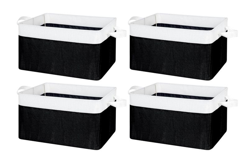 4 Large Storage Baskets - Black/White