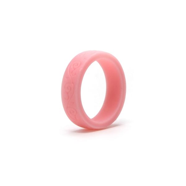 Womens Pink Silicone Ring-Stylish Comfortable wedding Band