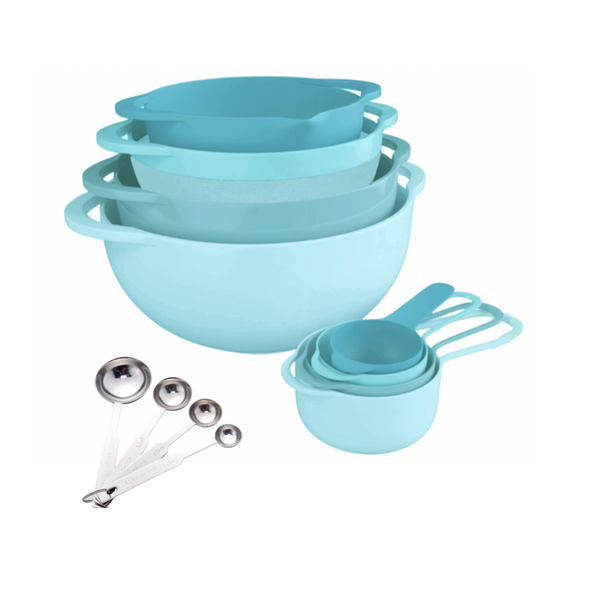 8-Piece Nesting Mixing Bowl Set and Stainless Steel Measuring Spoon Set