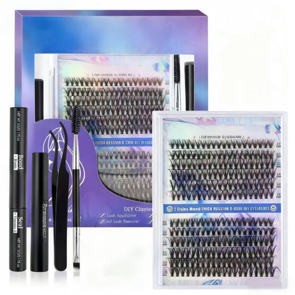 240 Pieces Thick Cluster Eyelash Extensions 10-16mm DIY False Eyelashes Set