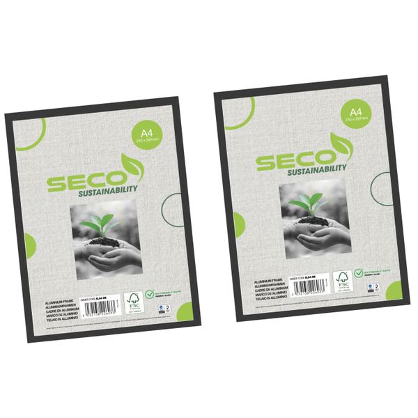 Seco Black A4 Aluminium Picture Frame - Pack of 2