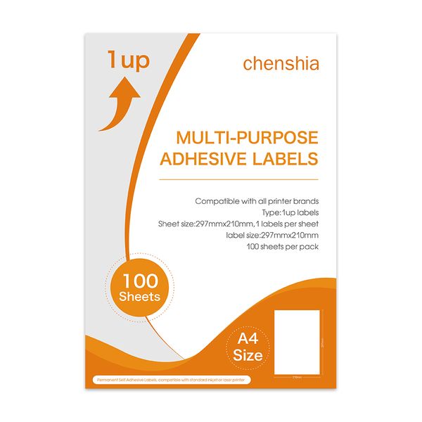 Chenshia 1UP Label Sheet Paper - 1Up Label Self Adhesive A4 Size