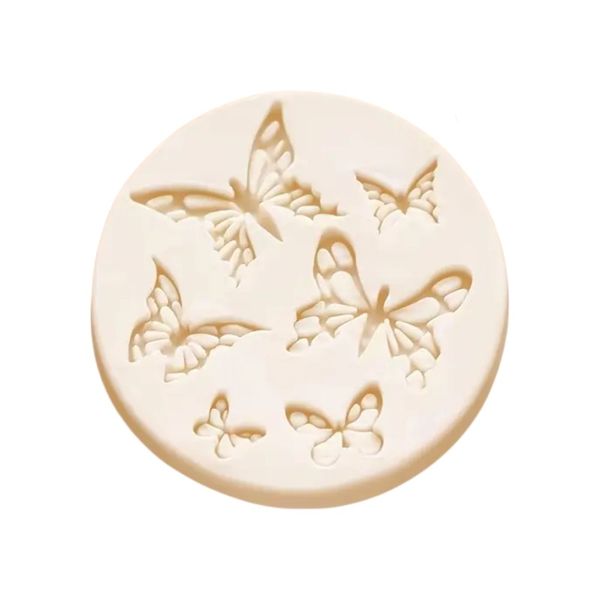 1 Piece - Flexible Silicone Mold With Various Butterfly Designs - Beige