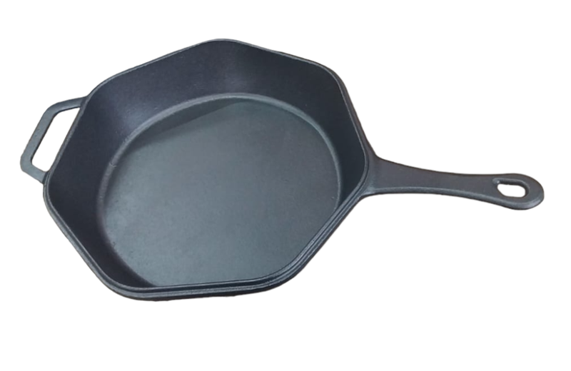 Spacious Hexagon Cast Iron Skillet with Dual Handles 10cm Deep Dish 28cm