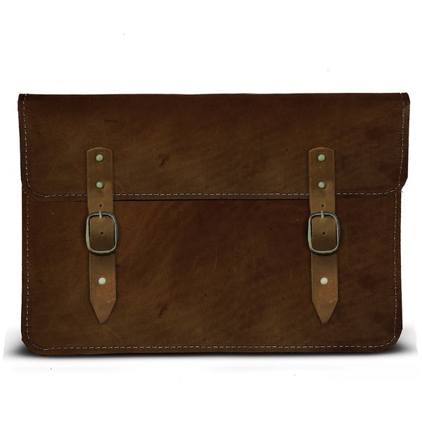 13 Inch Genuine Leather Laptop Sleeve With straps