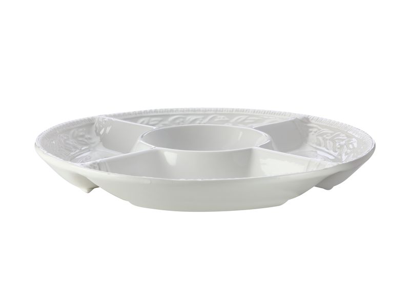Casa Domani -Leccino Serving Dish with Dip Well 35cm - White