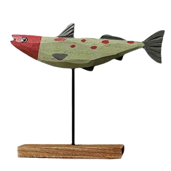Wooden Fish Statue Nordic Home Decorations Fish Sculpture Ornaments E