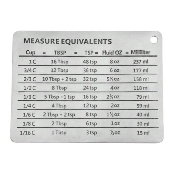 Stainless Steel Measuring Equivalents Refrigerator Magnet - Grey