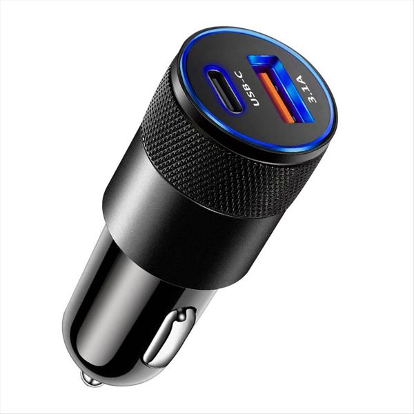 3.1A 15W Usb+Pd Small Steel Cannon Car Charger