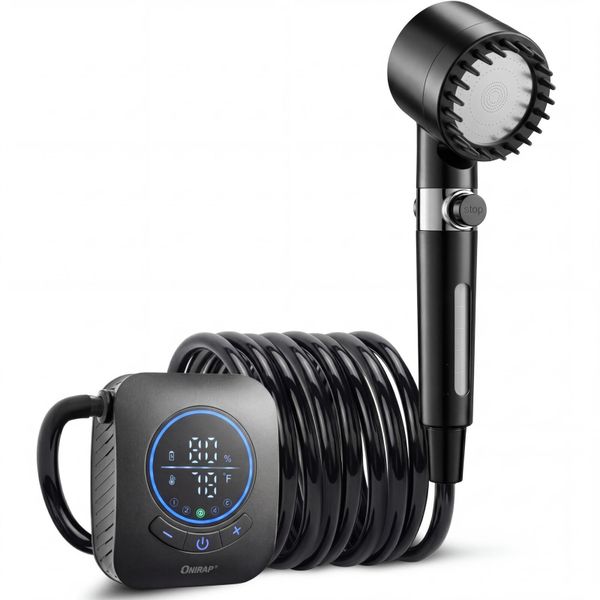 Portable Filtered Camping Shower with 8000mAh Battery &amp; LED Display