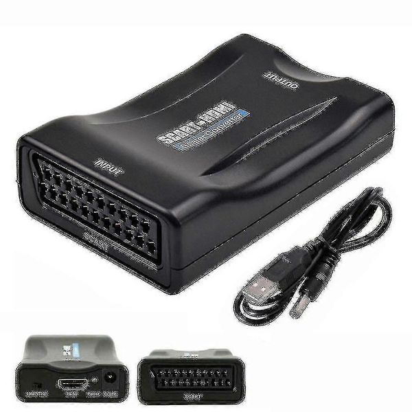 Scart To Hdmi Adapter 1080p Video Audio Converter Usb Cable For Tv Dvd