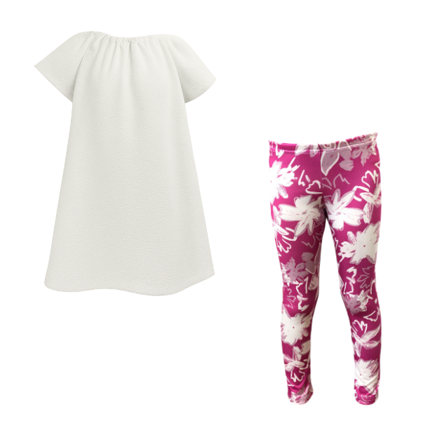 Baby/Toddler/Kids-Gathered Peasant Neck-Top &amp; Capri Legging-Cherise Pink