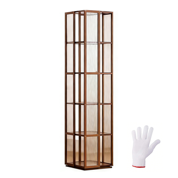 360 Rotating 5-Tier Bamboo Bookshelf Rack Organizer Corner Bookcase Display