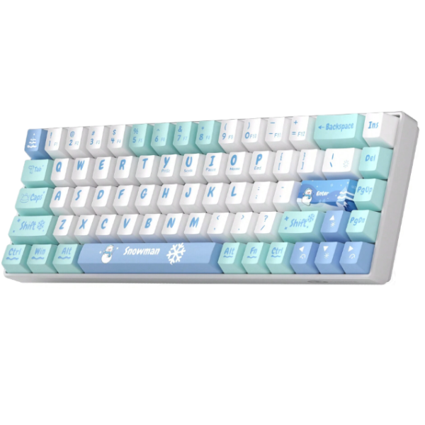Snowman Themed Mechanical Gaming Keyboard With RGB Backlighting - Ice Blue
