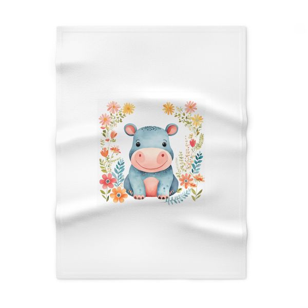 Floral Hippo Baby Blanket 70x100cm