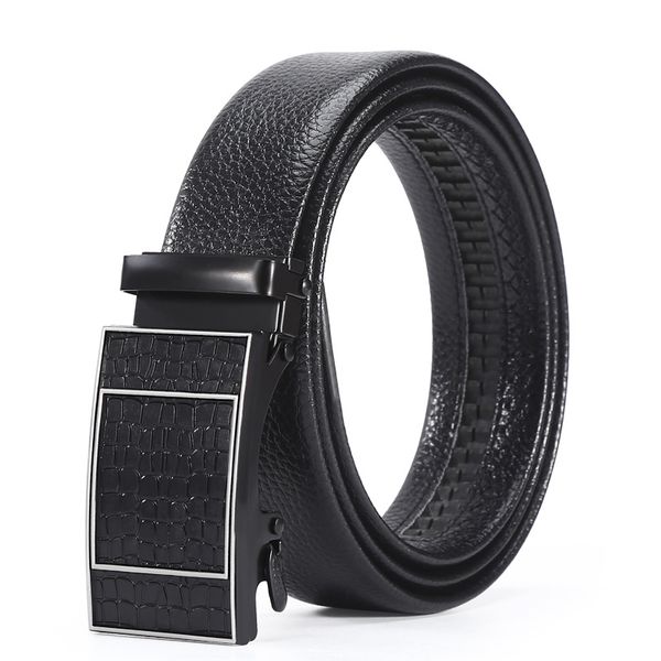 Crocodile Pattern Clasp Men Business Casual Belt Fashion Automatic Buckle