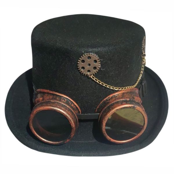 Steam Punk Goggles with Top Hat - Black