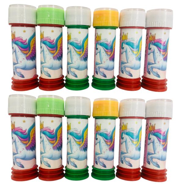 Unicorn Party Bubbles with Maze Puzzle Tops - 60ml Set of 12