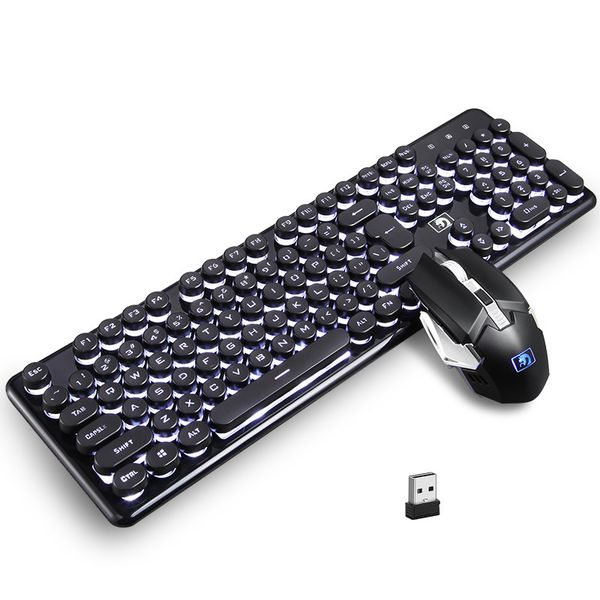 Olive Tree - 2.4G Wireless White LED Mechanical Feel Gaming Keyboard Mouse