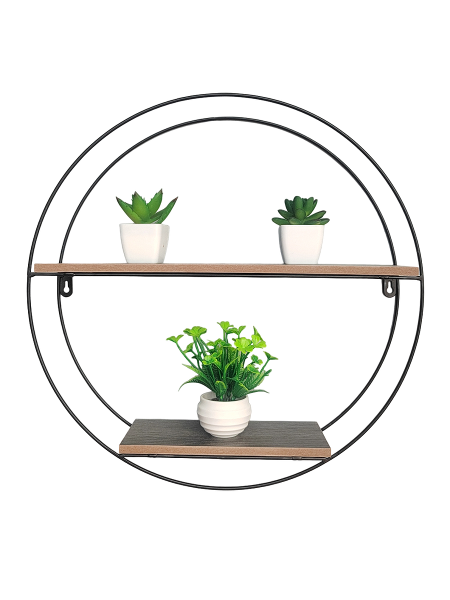 Wall-Mounted Circular Shelf with 2 MDF Platforms
