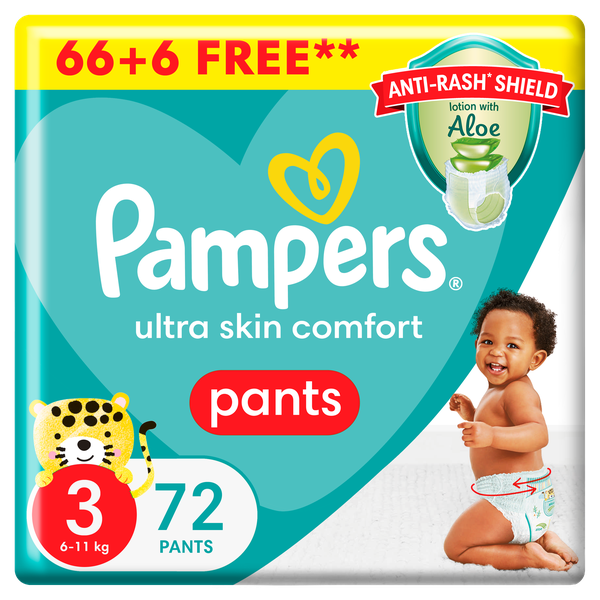 Pampers Anti-Rash Shield Pants Size 3 (6-10 kg) 72 Nappies