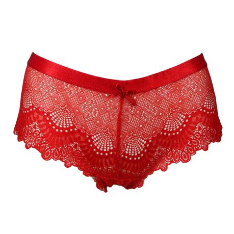 Edendiva's Black Sexy Floral Lace Underwear - Red