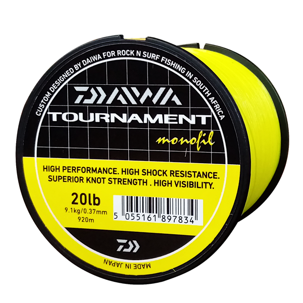 Daiwa Tournament Nylon Fishing Line 9.1KG/20Lb .37MM Colour Yellow 920m Spool