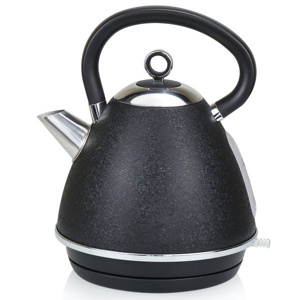 Retro Conical Kettle 1.7L with Water Level Indicator - Marble Black