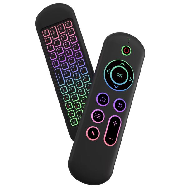 Rechargeable Air Mouse Remote - Mini Keyboard-RGB-Wireless 2.4G BT 5.2 - GC