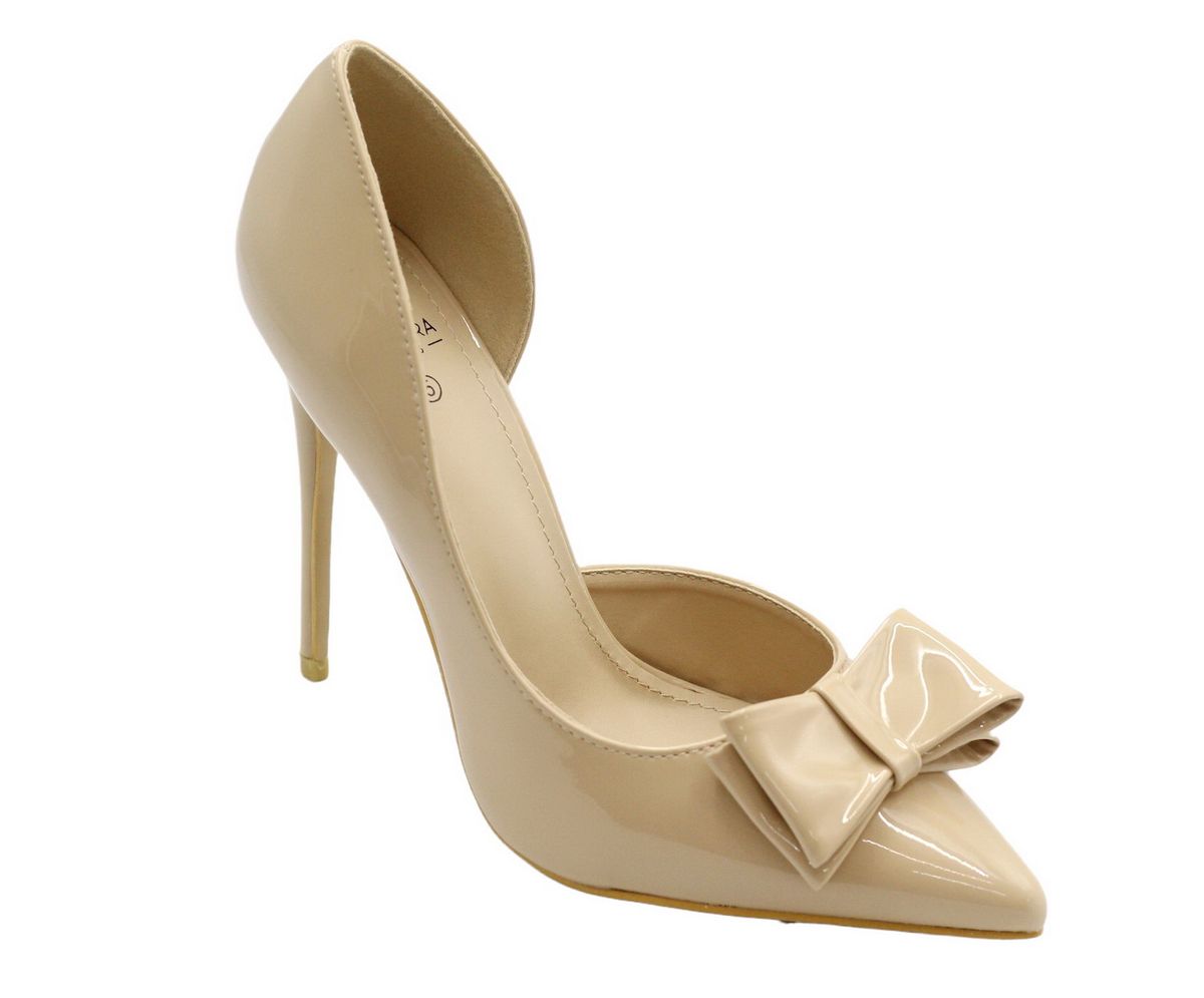 Zuri Open Side High Heel 11cm Court with a Bow - Nude | Shop Today. Get ...