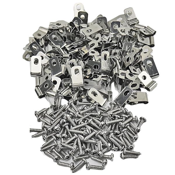 Tool Stainless Steel Wire Fence Clamp Clips with Screws Set of 100