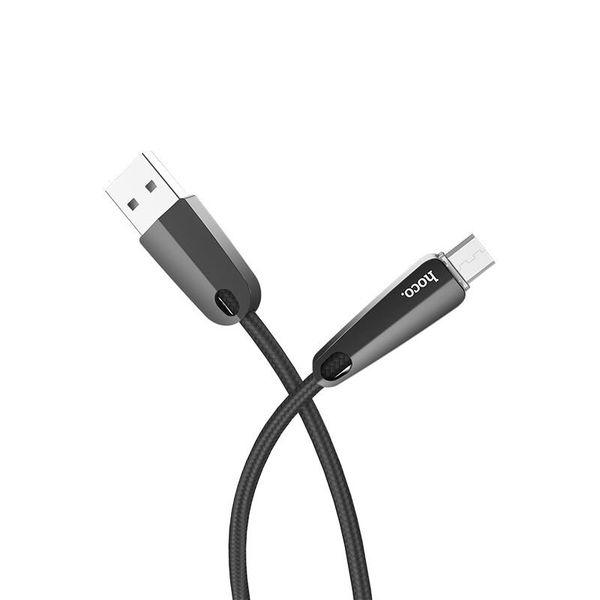 Micro USB Smart Power Off Charging Data Cable - 1M - Black