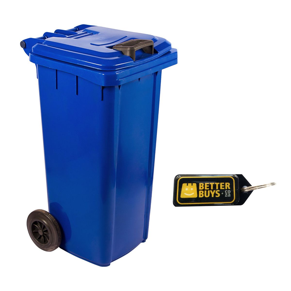 120 Litre SABS Approved Wheelie Plastic Waste Yard Bin Blue & Keyring