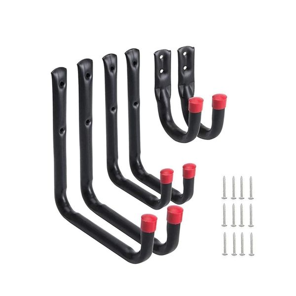 6-Pack 3 Size Heavy Duty Garage Storage Utility Hooks Wall Mount Hangers