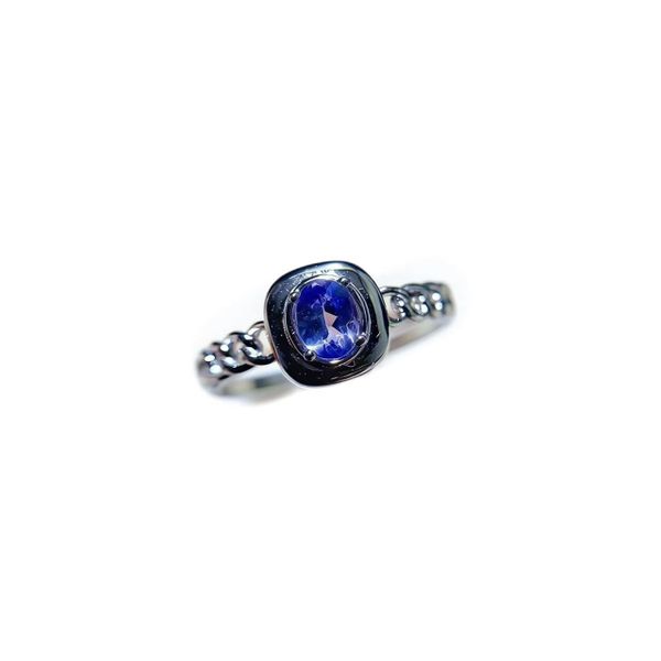 French Minimalist Chain Sapphire Ring For Everyday Wear