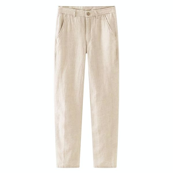 Men's Casual Pants Linen Chino Trousers For Men Old Money Style - Cream