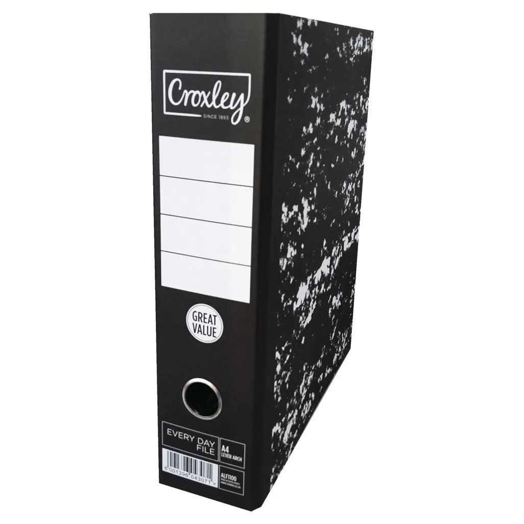 Croxley Everyday Lever Arch Board File Black Mottled A4 