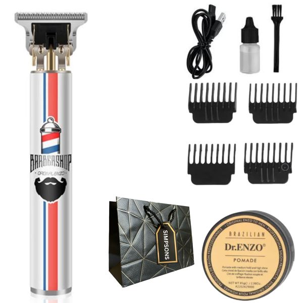 Enzo - Mens Hair Trimmer with Heavy Hold Hair Cream &amp; Simpsons Bag