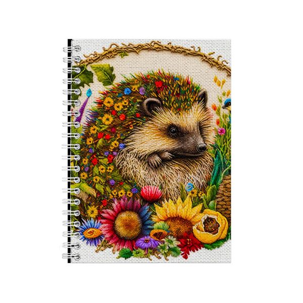 Embroidered HEDGEHOG Notebook Animal Gift Idea Notepad Pad 100