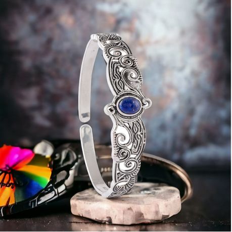 925 Silver Lapis Lazuli Cuff store Bracelet