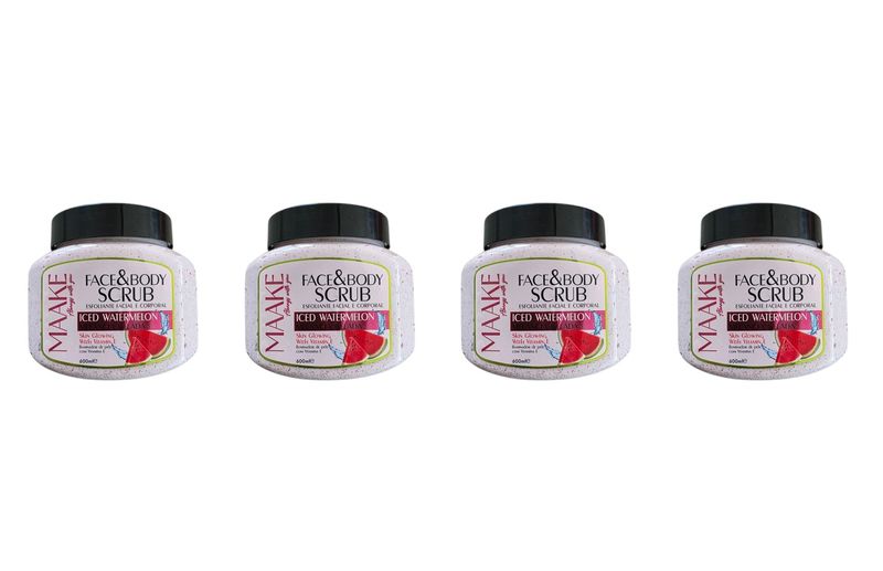 MAAKE Iced Watermelon Skin Glowing Face &amp; Body Scrub Exfoliator Tub Pack 4