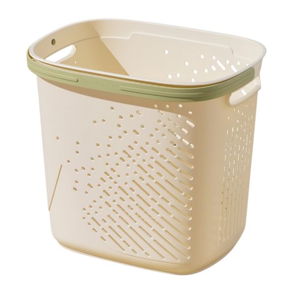Ventilated Laundry Basket With Handles - Cream Yellow