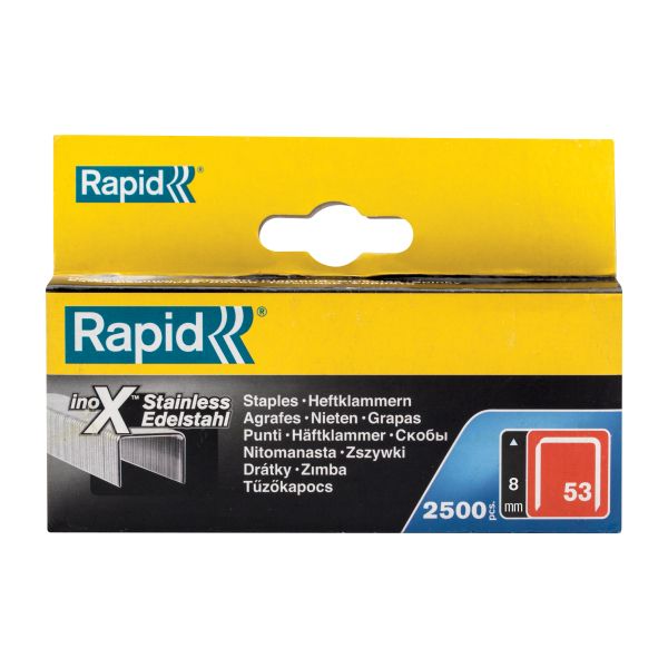 Rapid Staple No. 53/8 8mm Stainless Steel (Box 2500)