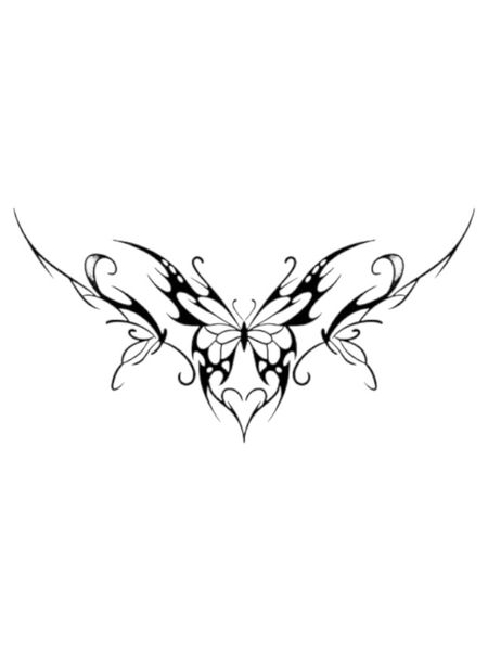 1 Piece - Fantasy Heart, Fairy And Demon Wing Temporary Tattoo - Black